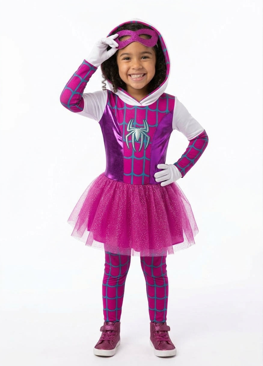 Disfraz Niña Spidergwen Fucsia Araña